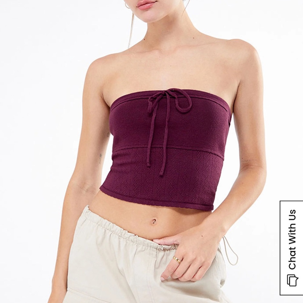 LA HEARTS Emilie Pointelle Tube Top Burgundy - Sizes Medium and Large NWT
